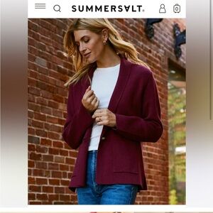 SummerSalt Organic Cotton Single Button Knit Stretch Single Button Red Blazer